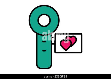 wedding videography icon. icon related wedding, party. flat line icon style. wedding element illustration Stock Vector