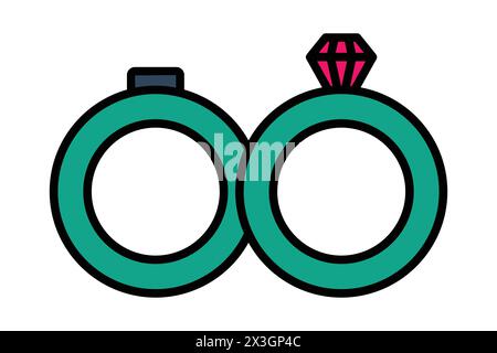 wedding ring icon. flat line icon style. wedding element illustration Stock Vector