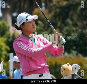 April 26, 2024: LPGA - Ladies Professional Golf Association - MINJEE LEE on the 1st tee at the JM Eagle LA Championship 2024, presented by Plastpro, Wilshire Country Club, Los Angeles, CA, USA, April 26, 2024.Credit Image cr Scott Mitchell/ZUMA Press (Credit Image: © Scott Mitchell/ZUMA Press Wire) EDITORIAL USAGE ONLY! Not for Commercial USAGE! Stock Photo