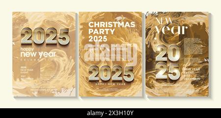 New year 2025 poster with numbers that is elegant and very modern. Rare numeral design. Premium vector design for banners, calendars and social media. Stock Vector