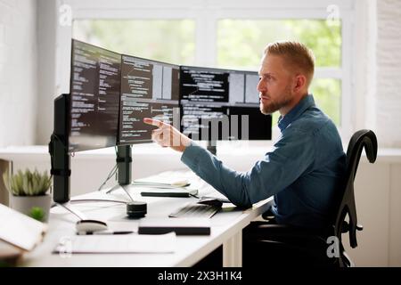 Web Developer Coding On Computer To Develop Code Stock Photo