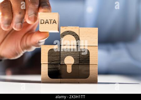 Privacy Concept: Data Breach Protection Blocks Information Stock Photo