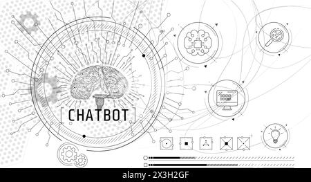 Abstract infographics on the topic of implementing scientific technologies. Stock Vector