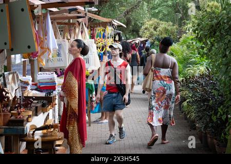 Rio De Janeiro, Brazil. 26th Apr, 2024. People visit a market in the Ipanema district of Rio de Janeiro, Brazil, April 26, 2024. Credit: Wang Tiancong/Xinhua/Alamy Live News Stock Photo