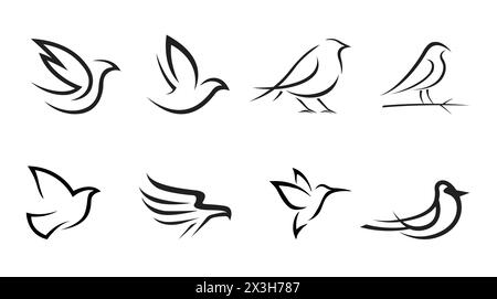 Creative Flying Birds Collection Logo Vector Icons Signs Design Symbol Illustration Stock Vector