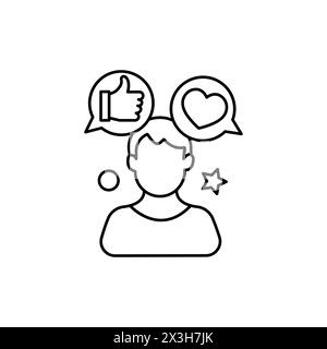 Social media specialist line icon. Media influence sign. Social blogger symbol. Illustration for web and mobile app. Line style influence person icon. Stock Vector
