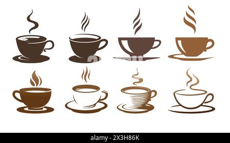 Collection of Coffee Cups Logo Vector Symbol Design Icons Illustration Stock Vector