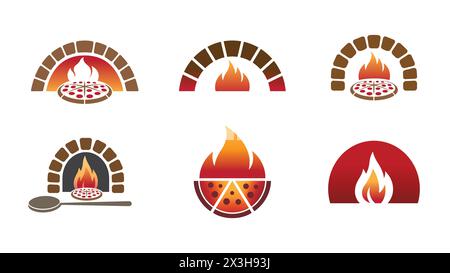 Creative oven shovel pizza collection logo vector icons symbol design illustration Stock Vector