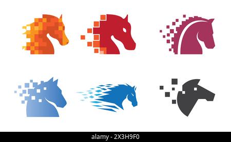 Creative Horses Pixel Collection Logo Vector Icons Symbol Design Illustration Stock Vector