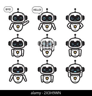 creative collection of cute bot robot logo vector set design icon symbol illustration Stock Vector