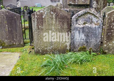 Wordsworth Graves in St Oswalds Church in Grasmere village, Lake District National Park, Cumbria, England,UK Stock Photo