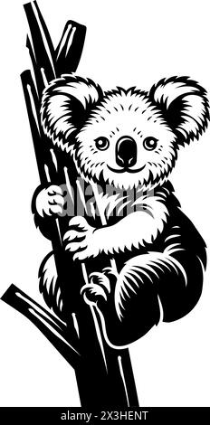 Koala Bear Animal Woodcut Vintage Icon Mascot Stock Vector