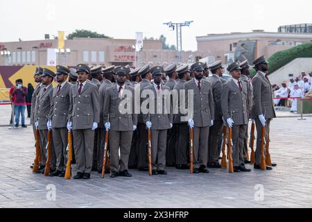 Doha, Qatar - December 10, 2023: Army Soldier Parade in style at Katara cultural village Stock Photo