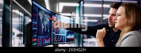 Business analyst using data analytics to track KPI Stock Photo