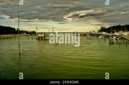 mouth of the Lamone river, near the Boca Barranca bathing establishment Stock Photo