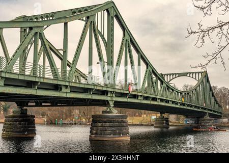 The Glienicke Bridge Potsdam.is a bridge across the Havel River in Germany, connecting the Wannsee district of Berlin with the Brandenburg Stock Photo