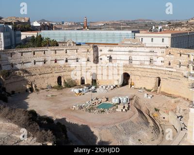 Cartagena, Spain: April 16th 2024: Roman Amphitheater and Bullring of Cartagena Stock Photo