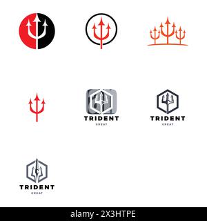 Set of Trident Icon Logo Design Template Stock Vector