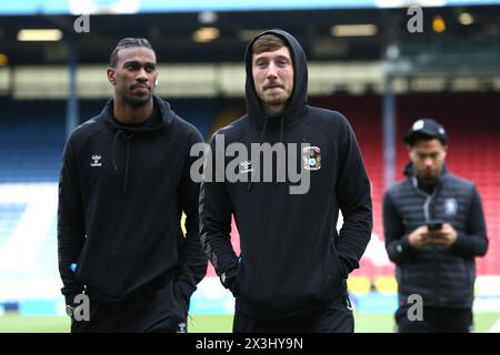 Coventry City's Josh Eccles (centre) arrives at the stadium before the Sky Bet Championship match at Ewood Park, Blackburn. Picture date: Saturday April 27, 2024. Stock Photo