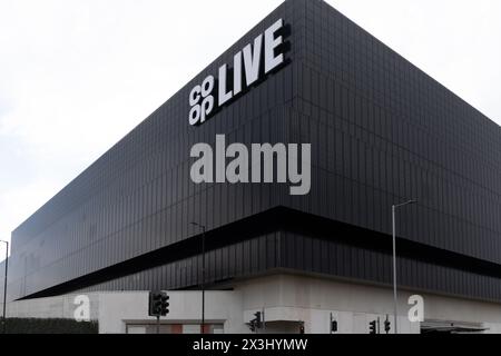 Co-op live arena at the Etihad Campus, Manchester UK. Rhombus shape music venue. Stock Photo