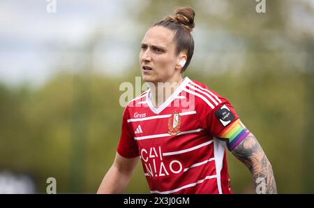 Brussels, Belgium. 27th Apr, 2024. Standard Femina's Maud Coutereels pictured during a soccer game between KAA Gent Ladies and RSCA Women, Saturday 27 April 2024 in Brussels, on day 6 of the play-off group A of the Super League women's championship. BELGA PHOTO VIRGINIE LEFOUR Credit: Belga News Agency/Alamy Live News Stock Photo