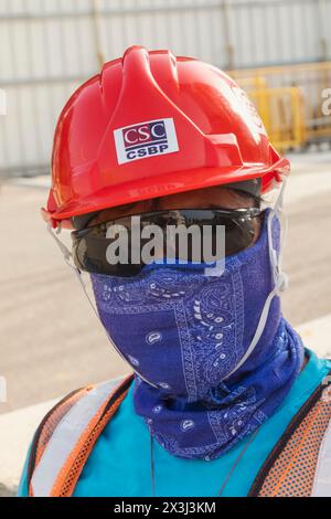 Asia, Singapore, Portrait of a Migrant Construction Worker Stock Photo
