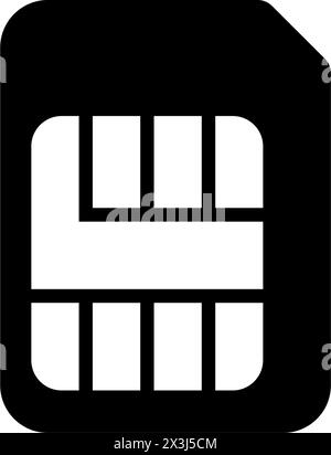 A sim card icon displayed on a white background, featuring a rectangular shape and sleek typography. The design exudes modernity and simplicity, perfe Stock Vector