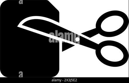 A pair of scissors cutting through a SIM card, representing the concept of SIM card removal, switching devices, or customizing mobile technology. Vect Stock Vector