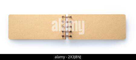 Blank Kraft Paper Notebook With Spiral Binding on a White Background Stock Photo