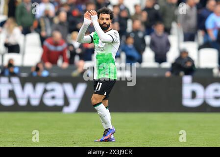 London, UK. 27th Apr, 2024. during the Premier League match at the London Stadium, London. Picture credit should read: Paul Terry/Sportimage Credit: Sportimage Ltd/Alamy Live News Stock Photo