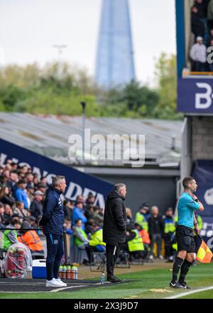 Neil Dewsnip Technical Director of Plymouth Argyle in the dugout  during the Sky Bet Championship match Millwall vs Plymouth Argyle at The Den, London, United Kingdom, 27th April 2024  (Photo by Stan Kasala/News Images) Stock Photo