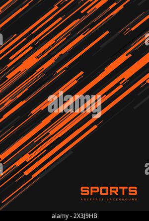 Modern sports vertical banner design with diagonal orange and gray lines. Abstract sports cover design background. Vector illustration Stock Vector