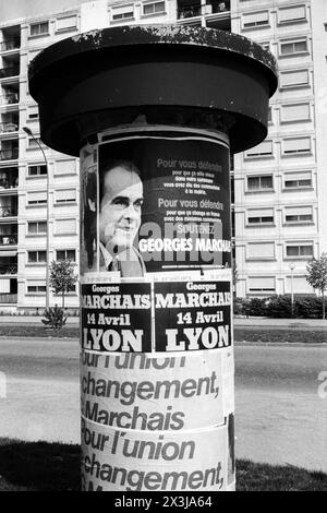PCF campaigns for french presidential elections, Venissieux, Rhone, Rhone-Alps region, France, Archives 1981 Stock Photo
