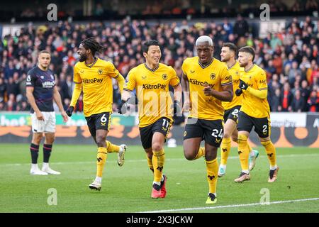 Wolverhampton, UK. 27th Apr, 2024. #24, Toti of Wolves races to celebrate his goal during the Premier League match between Wolverhampton Wanderers and Luton Town at Molineux, Wolverhampton, England on 27 April 2024. Photo by Stuart Leggett. Editorial use only, license required for commercial use. No use in betting, games or a single club/league/player publications. Credit: UK Sports Pics Ltd/Alamy Live News Stock Photo