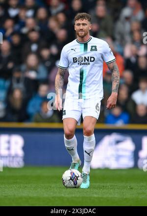 Dan Scarr of Plymouth Argyle on the ball during the Sky Bet Championship match Millwall vs Plymouth Argyle at The Den, London, United Kingdom, 27th April 2024 (Photo by Stan Kasala/News Images) in, on 4/27/2024. (Photo by Stan Kasala/News Images/Sipa USA) Credit: Sipa USA/Alamy Live News Stock Photo