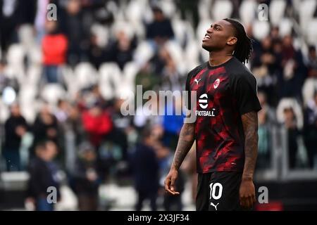 Torino, Italia. 27th Apr, 2024. Rafael Leao (AC Milan); during the Serie A soccer match between Juventus and Milan at the Allianz Stadium in Torino, north west Italy - Saturday, April 27, 2024. Sport - Soccer . (Photo by Marco Alpozzi/Lapresse) Credit: LaPresse/Alamy Live News Stock Photo