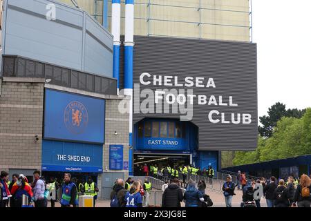 27th April 2024; Stamford Bridge, London, England: UEFA Womens Champions League Football, Semi Final, Second Leg, Chelsea  versus Barcelona; View of the outside of the stadium. Stock Photo
