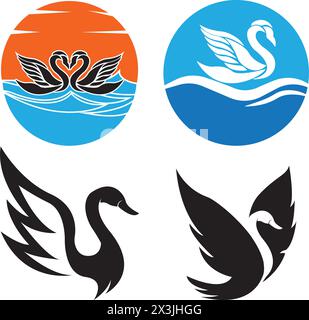 Swan logo Template vector illustration design Stock Vector