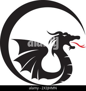 Dragon head icon logo, vector design illustration Stock Vector