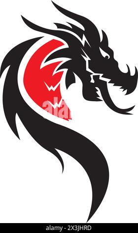 Dragon head icon logo, vector design illustration Stock Vector