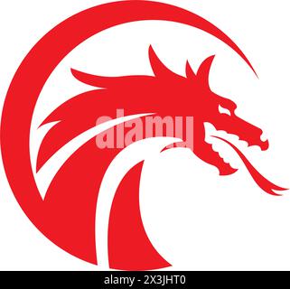 Dragon head icon logo, vector design illustration Stock Vector