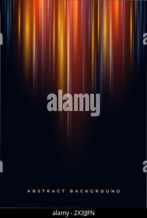 Black modern vertical abstract technology background with glowing high-speed and movement light effect. Vector illustration minimalist cover template Stock Vector