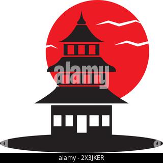 pagoda temple icon logo vector design template Stock Vector