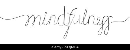 Mindfulness line text vector. One continuous Stock Vector