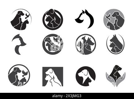 Creative Pets Animals Collection Logo Vector Icons Symbol Design Illustration Stock Vector