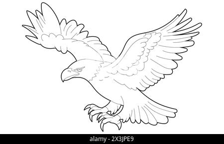 Bald Eagle Colouring Page element, isolated on white Stock Vector