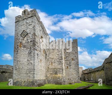 The keep of Castle Rushen, Castletown, Isle of Man, England, UK Stock Photo
