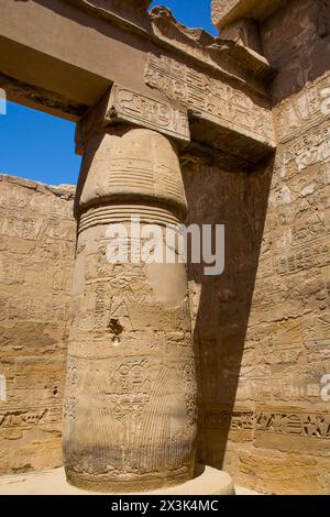 Columns, Temple of Khonsu, Karnak Temple Complex, UNESCO World Heritage Site, Luxor, Egypt Stock Photo