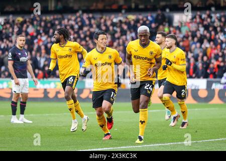 Wolverhampton, UK. 27th Apr, 2024. #24, Toti of Wolves races to celebrate his goal during the Premier League match between Wolverhampton Wanderers and Luton Town at Molineux, Wolverhampton, England on 27 April 2024. Photo by Stuart Leggett. Editorial use only, license required for commercial use. No use in betting, games or a single club/league/player publications. Credit: UK Sports Pics Ltd/Alamy Live News Stock Photo