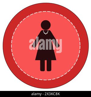The figure of a lady with white beads in a red circle with a dark red border Stock Vector